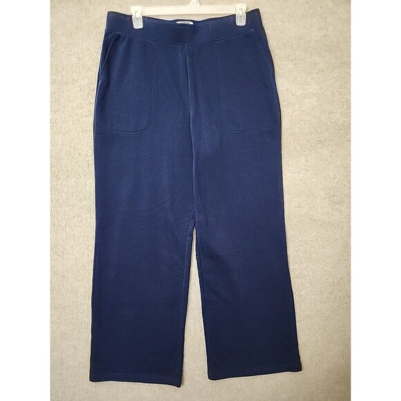 Lands End Serious Sweats Pants Womens XL Tall 18 Navy Blue Wide Leg NWOT - Picture 1 of 6